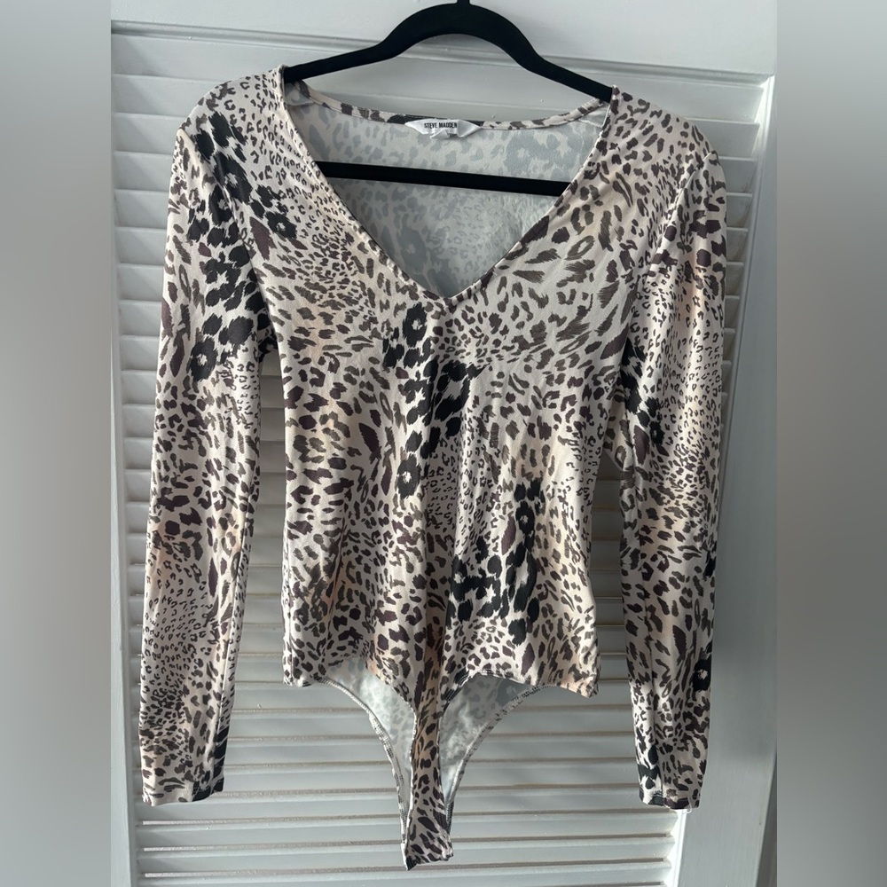 Steve Madden Animal Print Long Sleeve Bodysuit